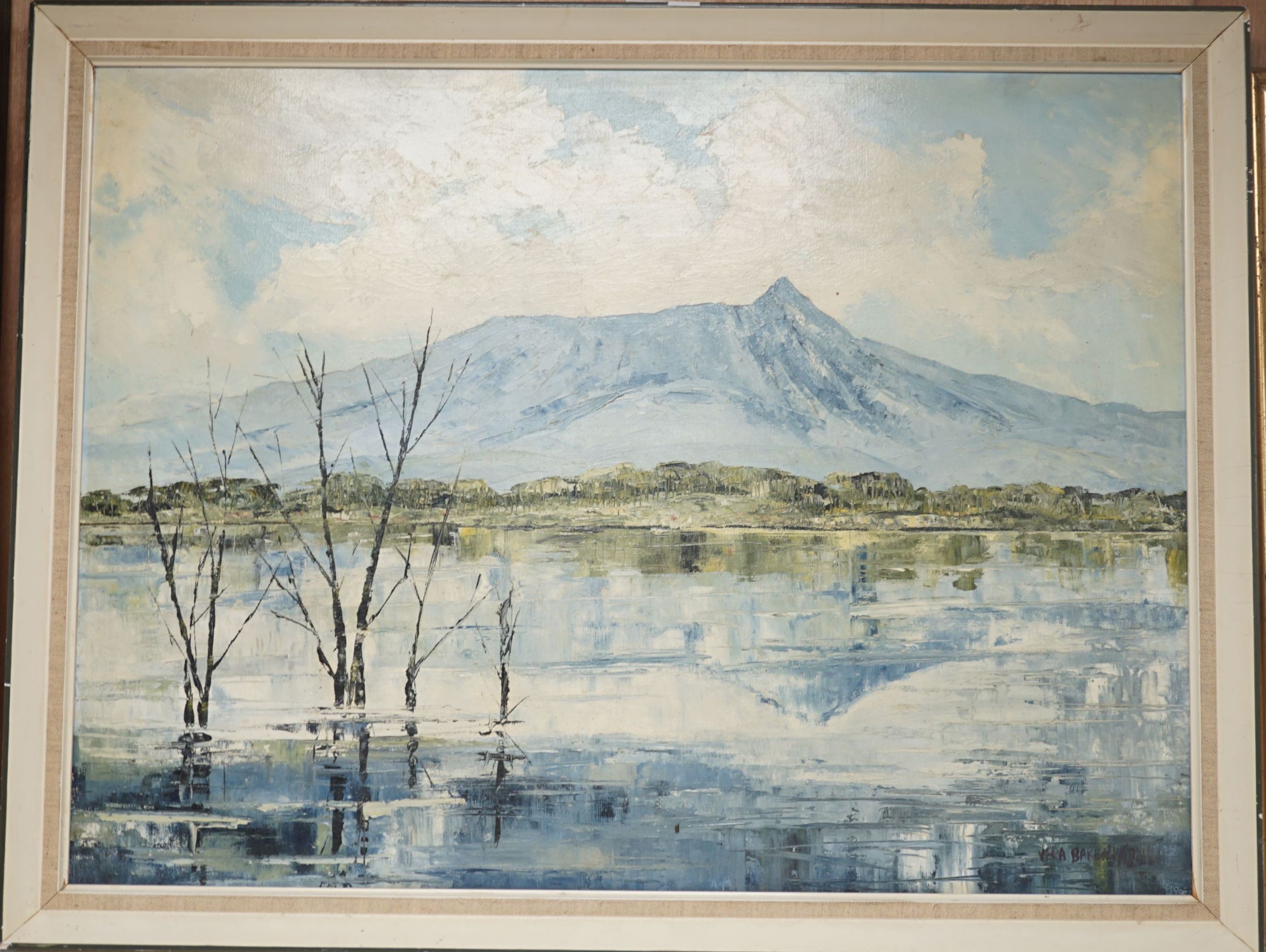 Vera Baker, oil on board, 'The Great Rift Valley, Kenya', signed and dated '67, 45 x 60cm